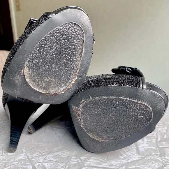 Aldo Platform Peep-Toe Sequin Bow Heels 8-8.5 - Picture 5 of 7